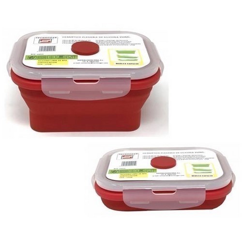 HERMETICO PLEGABLE SILICONA RECT. ROJO 0.35L